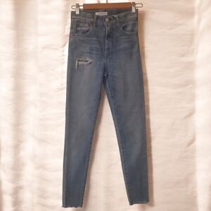 Moussy Jeans Women's Size 00 Vintage Faded Blue Ripped Distressed Skinny Jeans
